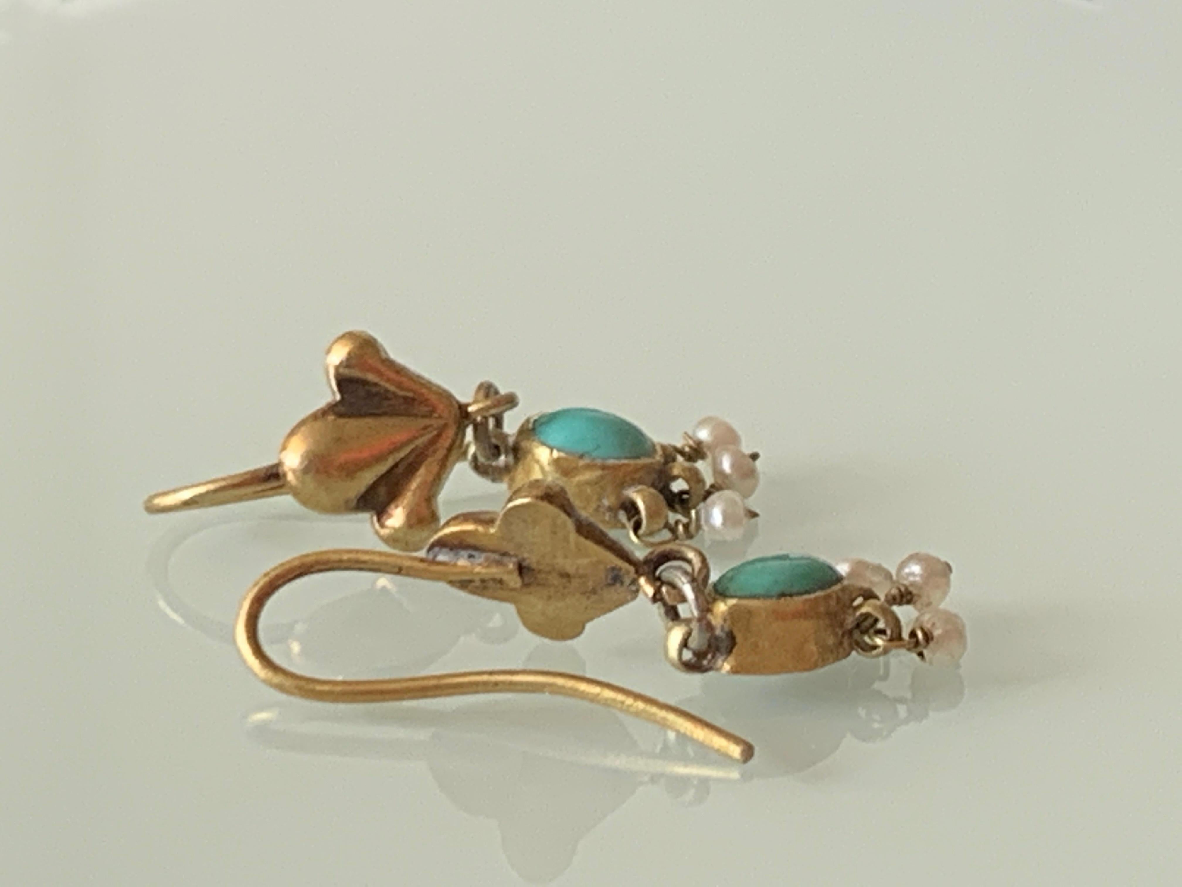 17ct Gold Antike Ohrringe im Angebot 2