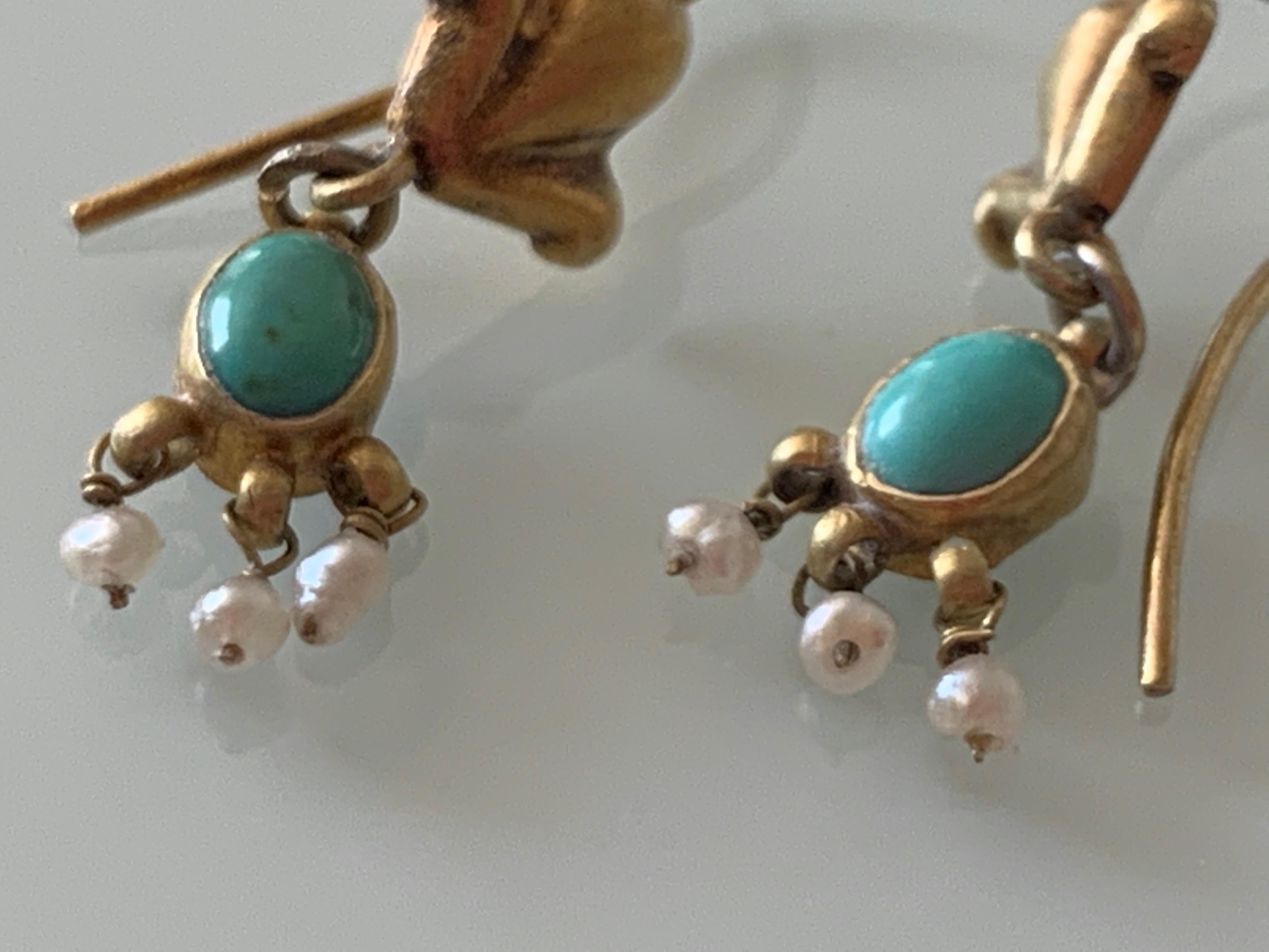 Women's 17ct Gold Antique Earrings For Sale