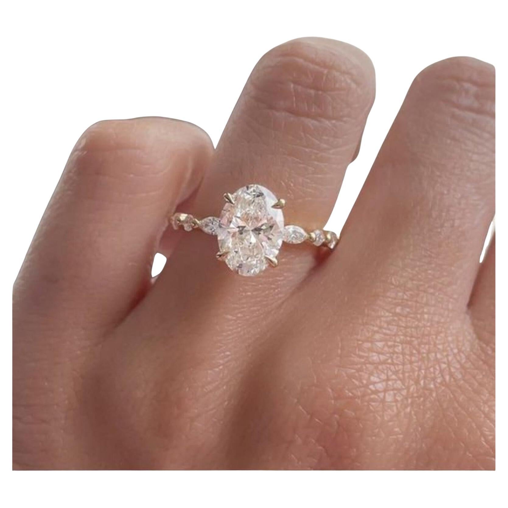 1.7Ct Oval Solitaire Moissanite Engagement Ring 925 Sterling Silver Ring For Her