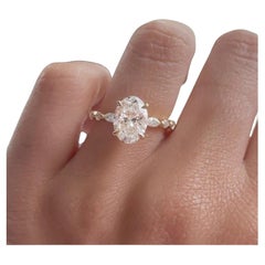 1.7Ct Oval Solitaire Moissanite Engagement Ring 925 Sterling Silver Ring For Her