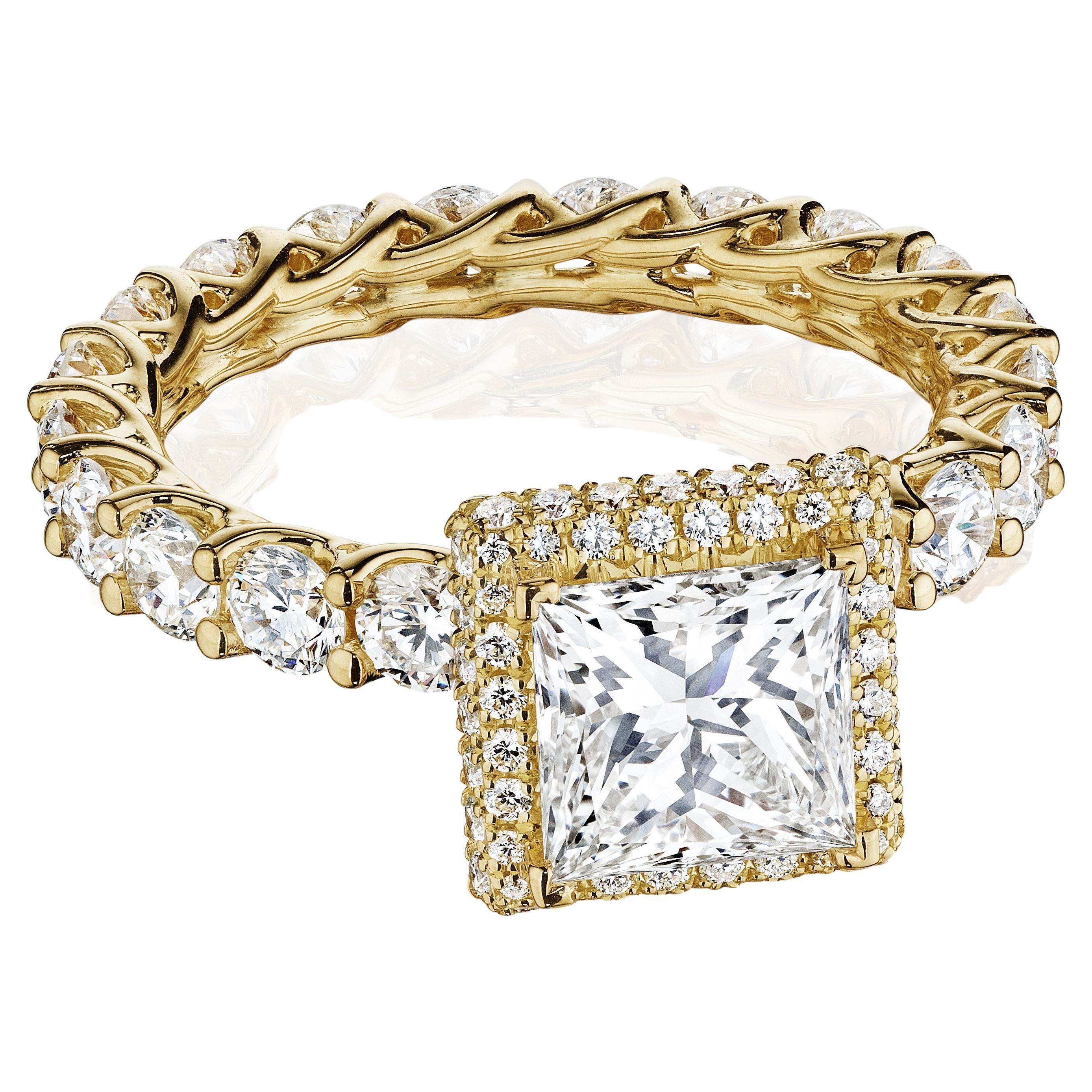 Bague de fiançailles "Addison" 1,7ct Princesse Diamant en vente