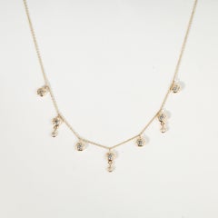 1.7ct Round-Cut Natural Diamond Dangle Wedding Necklace – 18K Yellow Gold