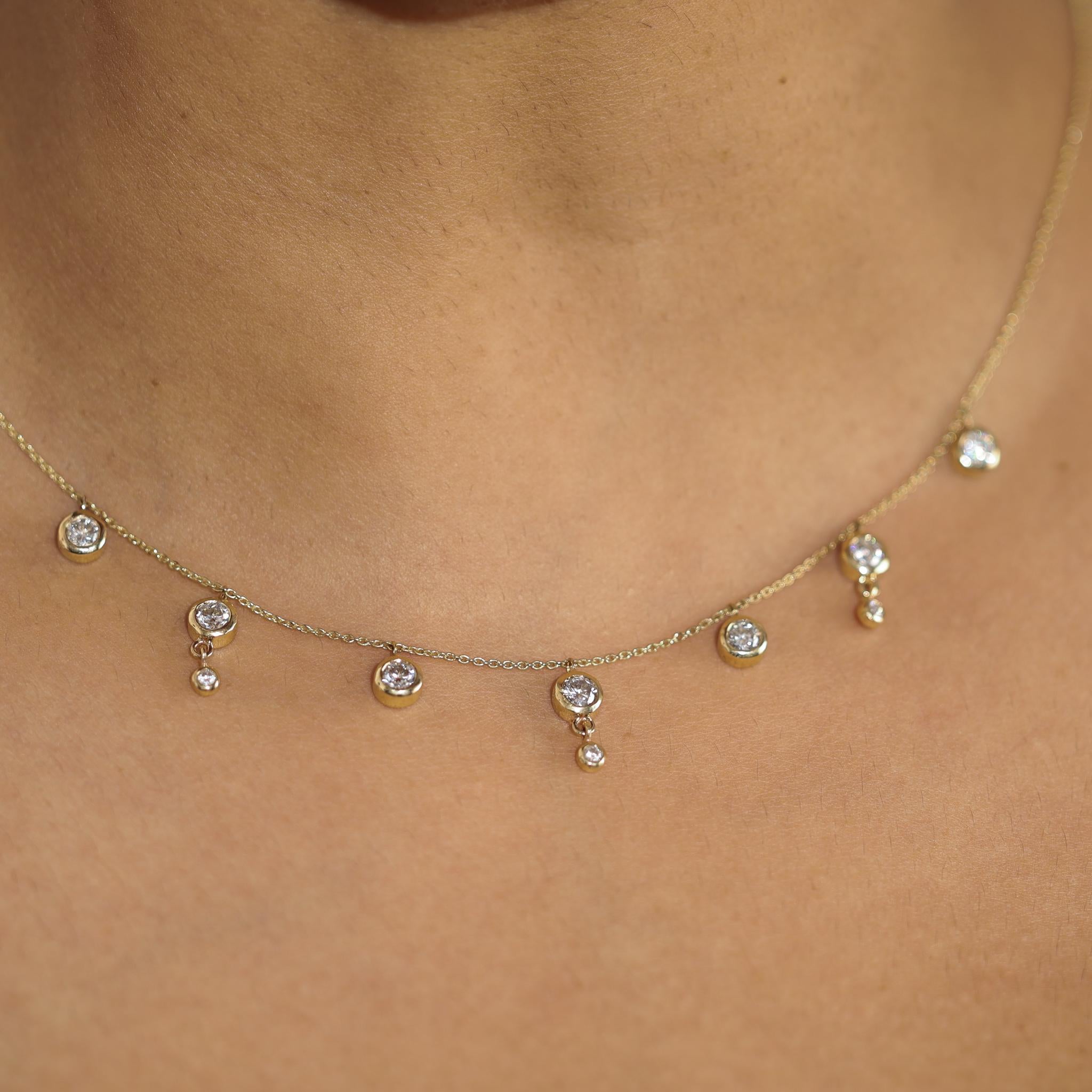 Taglio rotondo Collana nuziale con diamanti naturali taglio rotondo da 1,7 carati - Oro giallo 18K in vendita