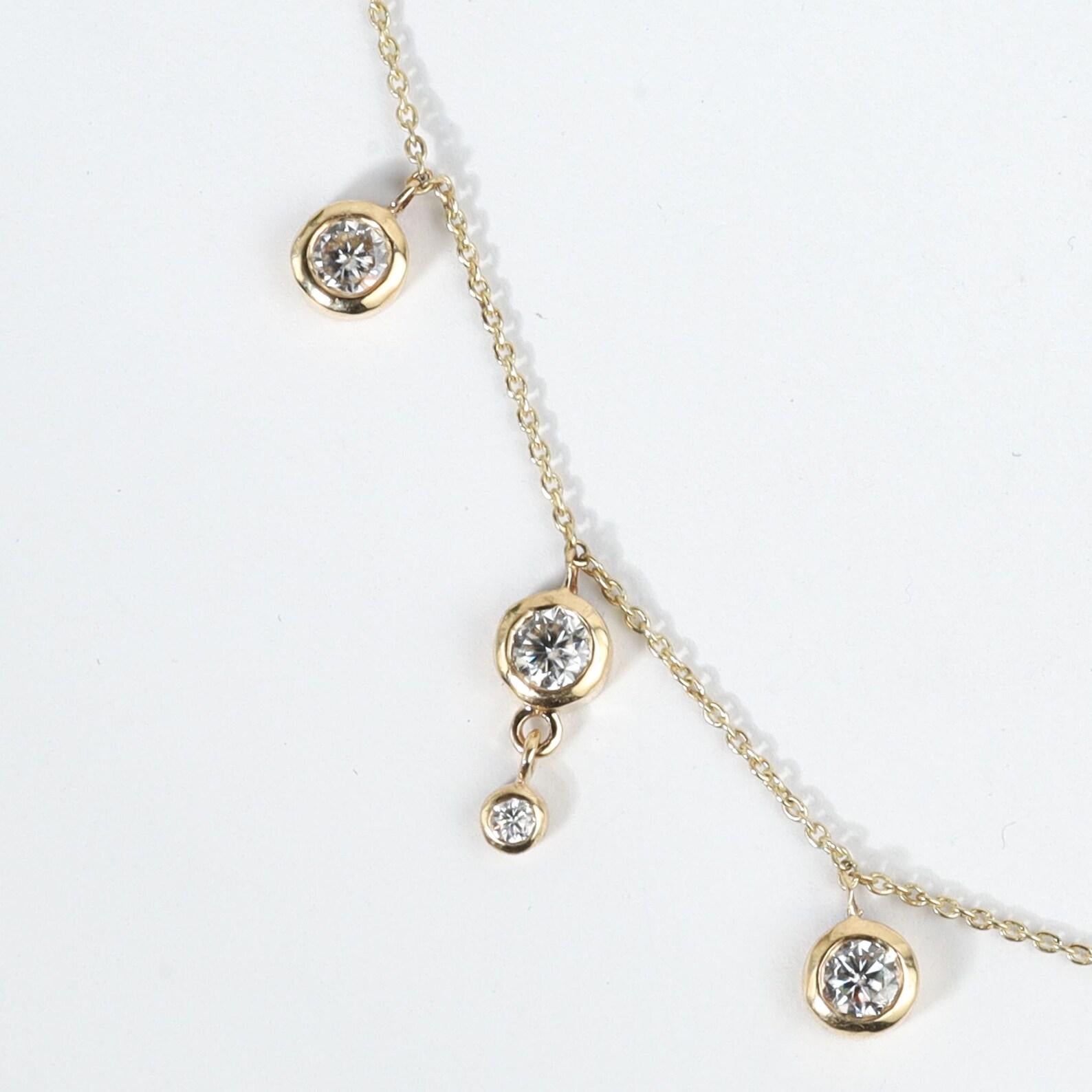 Donna Collana nuziale con diamanti naturali taglio rotondo da 1,7 carati - Oro giallo 18K in vendita