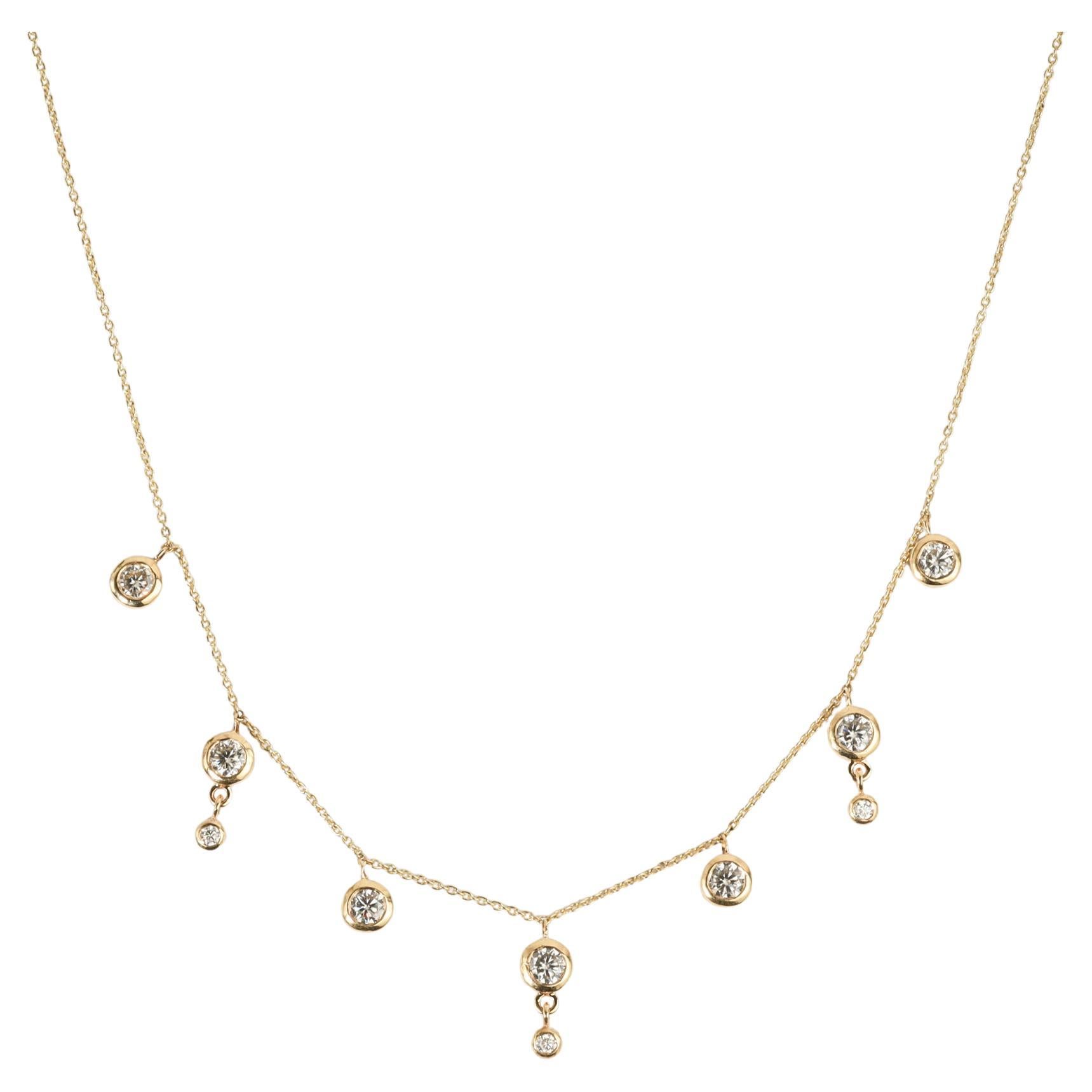Collana nuziale con diamanti naturali taglio rotondo da 1,7 carati - Oro giallo 18K in vendita