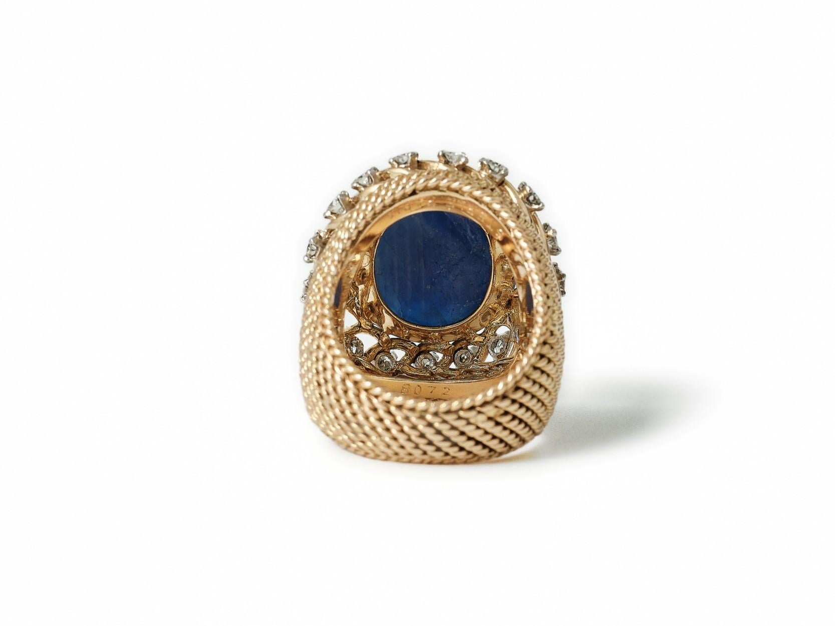 Women's or Men's 17ct sapphire ring by Sterlé, ca 1960 For Sale