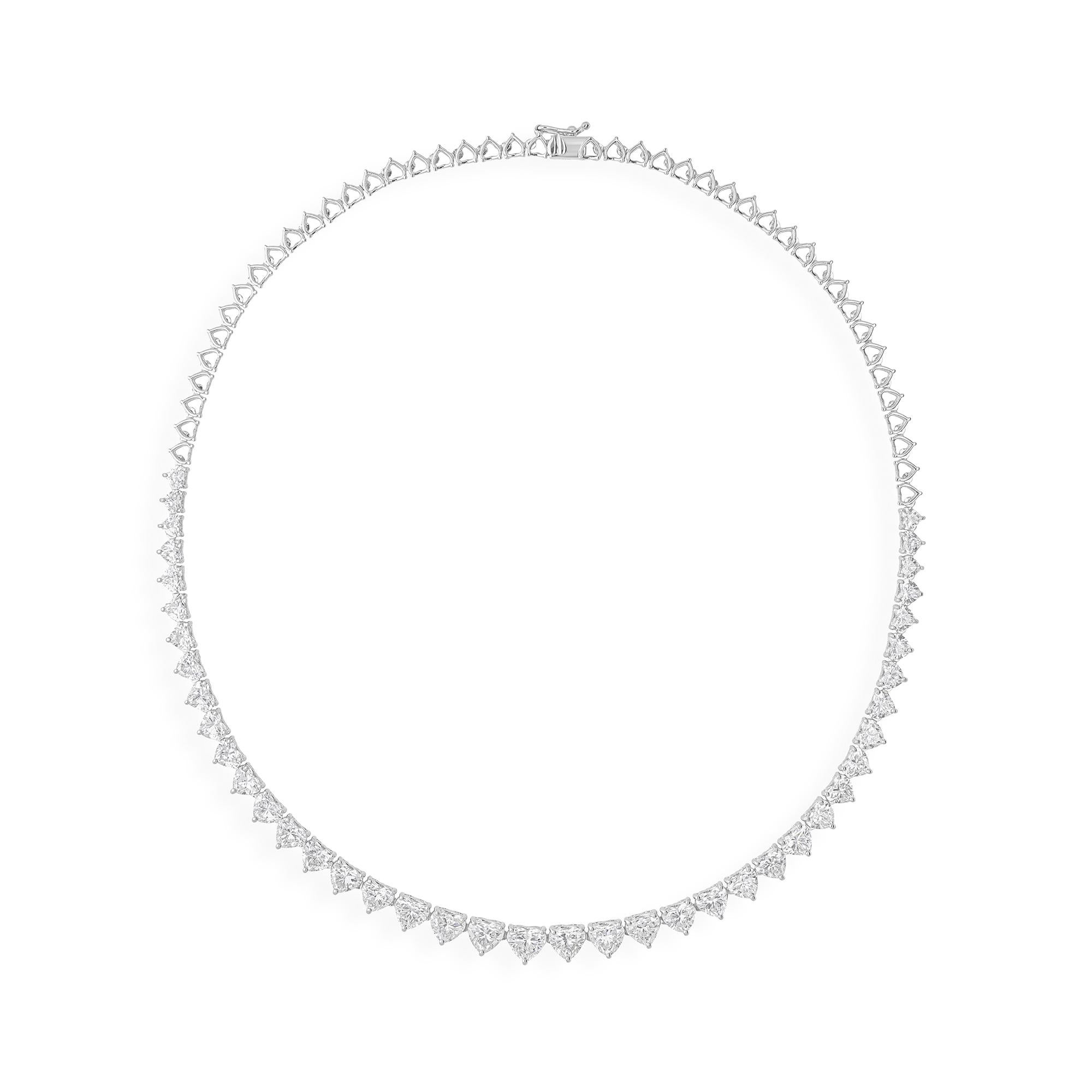 17ct SI/H Graduating Heart Diamond Tennis Necklace 18k White Gold Gift For Sale 1