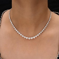 17Kt SI/H Abgestufte Herzform Diamant Tennis Halskette 14 Karat Weißgold
