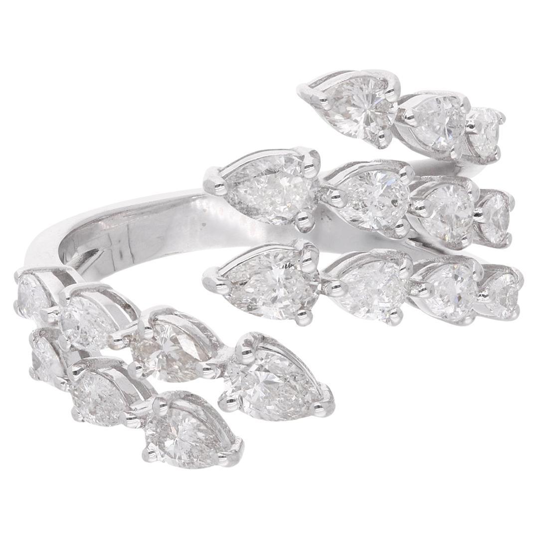 For Sale:  1.7ct SI/H Pear Diamond Open Bypass Wedding Ring 18 Karat White Gold Jewelry