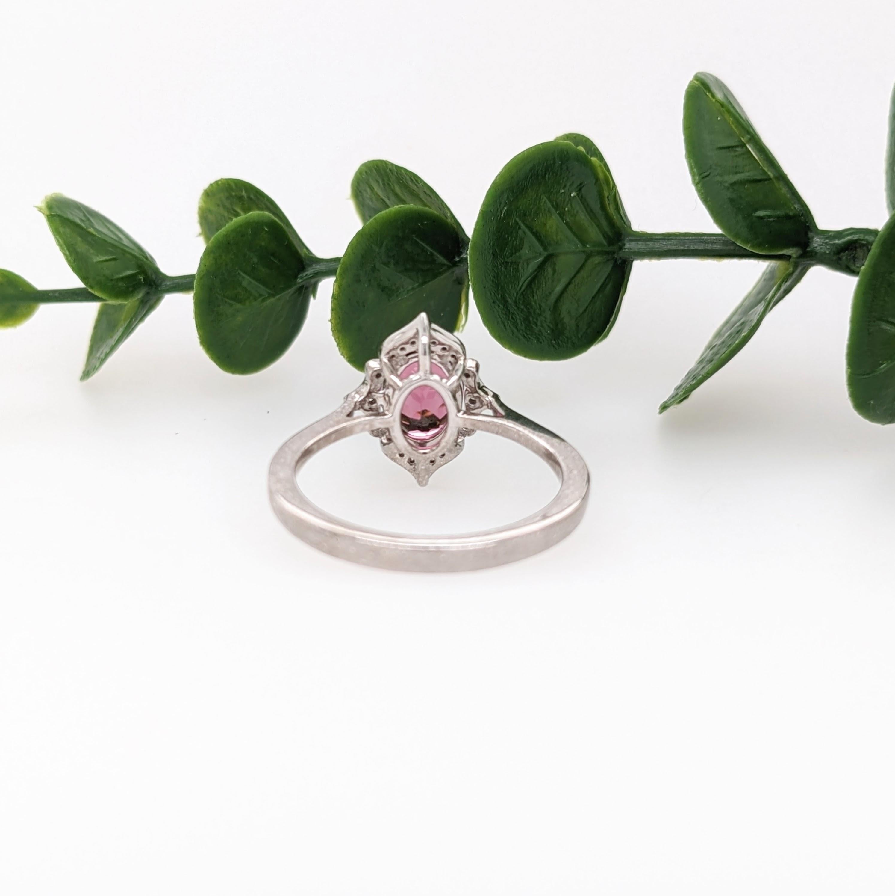 1.7ct Vintage Style Tourmaline Ring w Diamond Halo in 14K White Gold Oval 8x6mm In New Condition For Sale In Columbus, OH