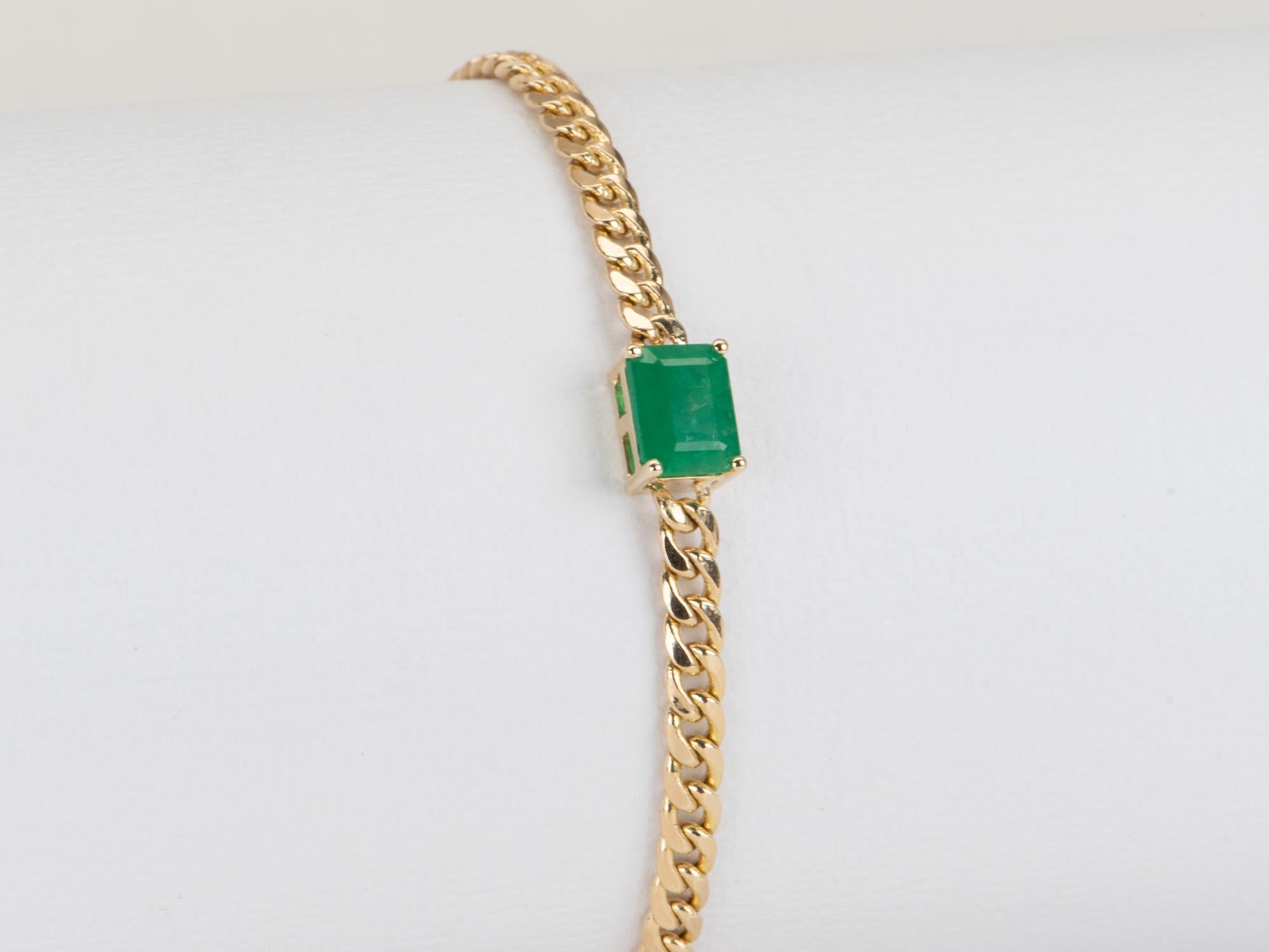 ♥ A 14K gold Miami Cuban link chain bracelet with a stunning Zambian emerald pendant in the center
♥ The Miami Cuban link chain is 3.5mm wide
♥ We have two bracelets available. The emeralds are very similar in color, shape, and size. The chains are