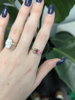 1.7cts Bi-colorful Tourmaline Ring with Natural Diamond Accents: Solid 14k Gold