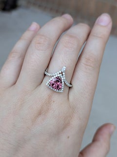 1.7cts Pink Tourmaline and Earth Mined Diamonds Ring in 14K Solid White Gold