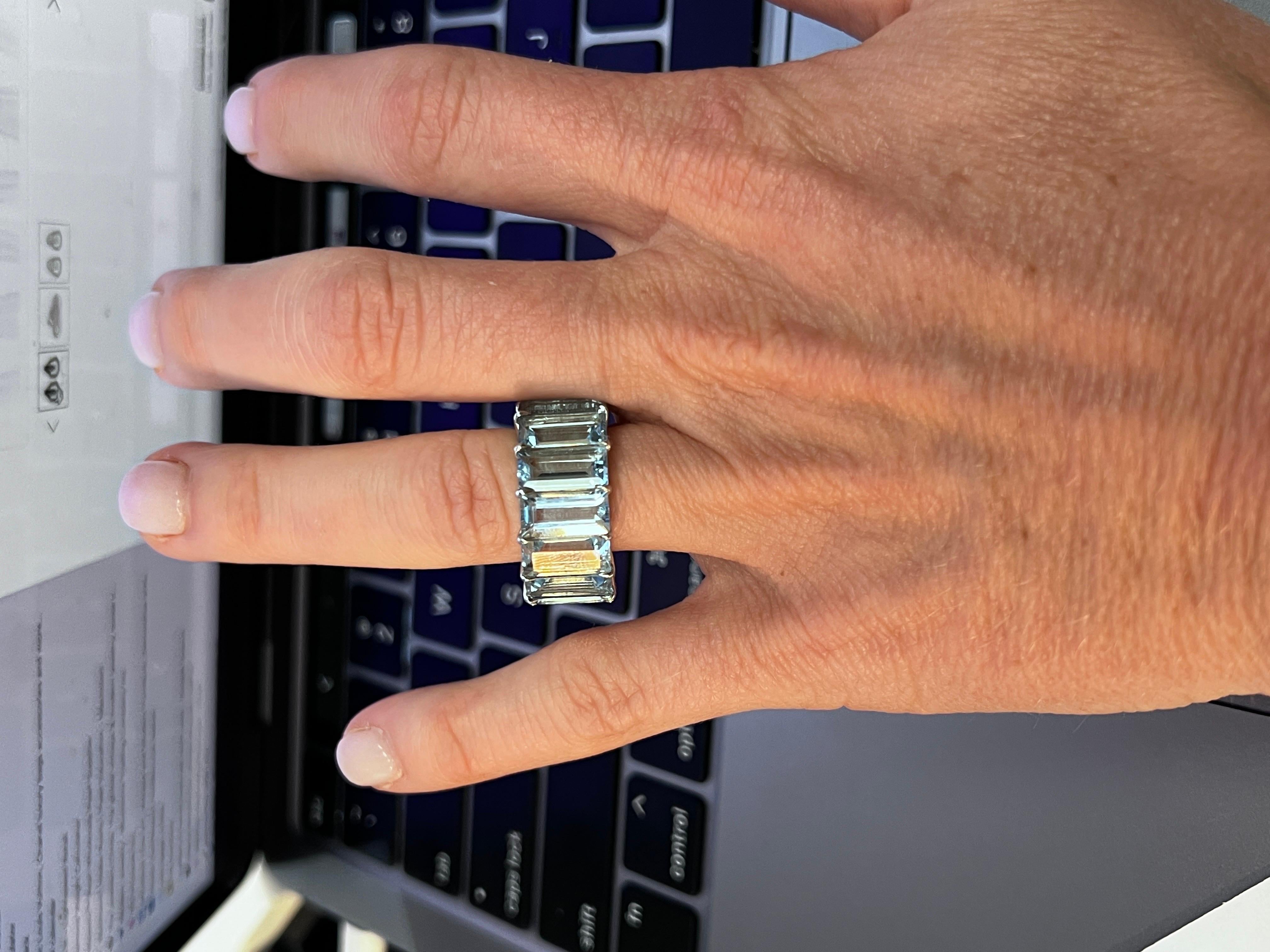 aquamarine eternity ring platinum