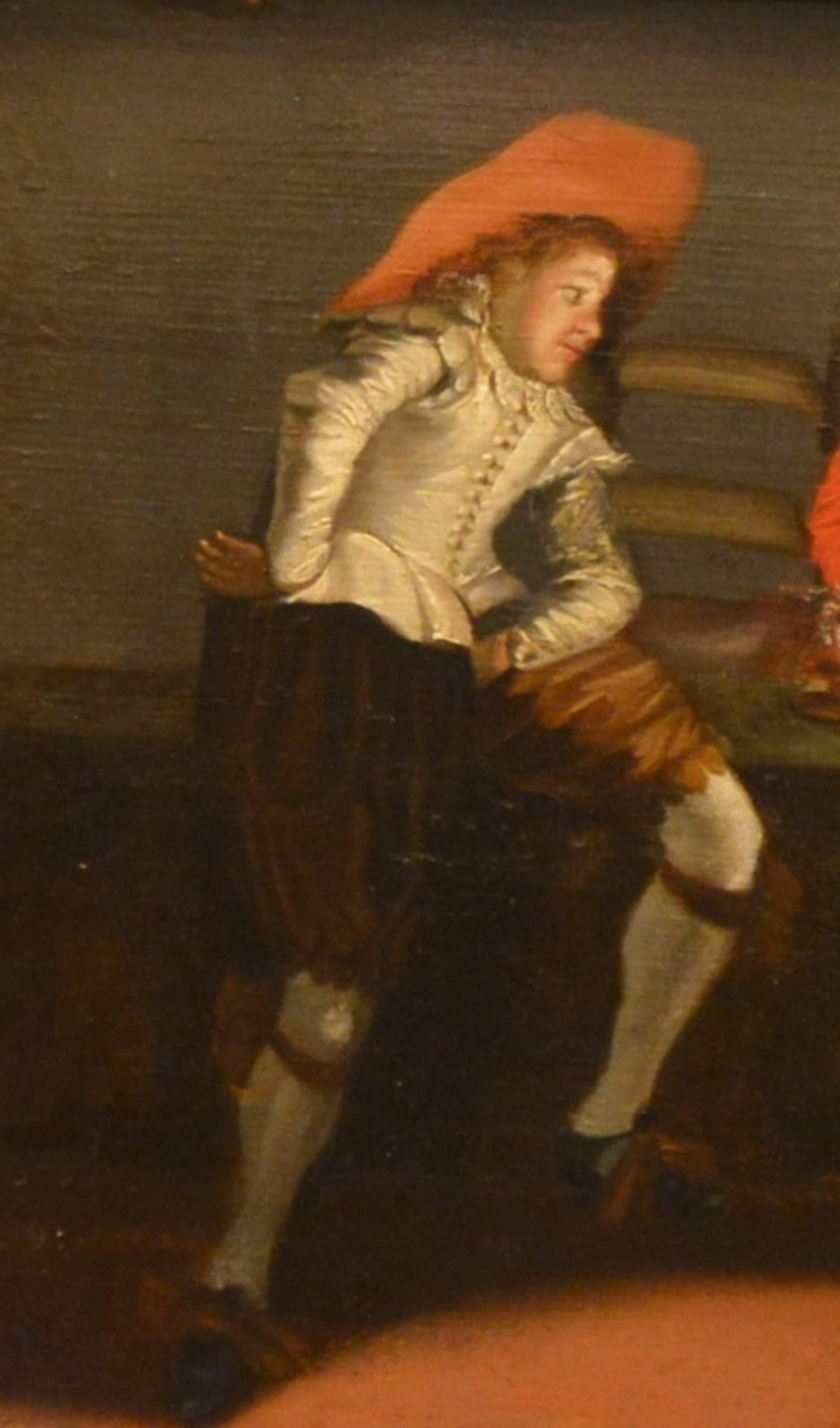 17th Century Ancient Painting oil on wood Flemish Genre Scenes, 1600s In Good Condition For Sale In Torino, Torino