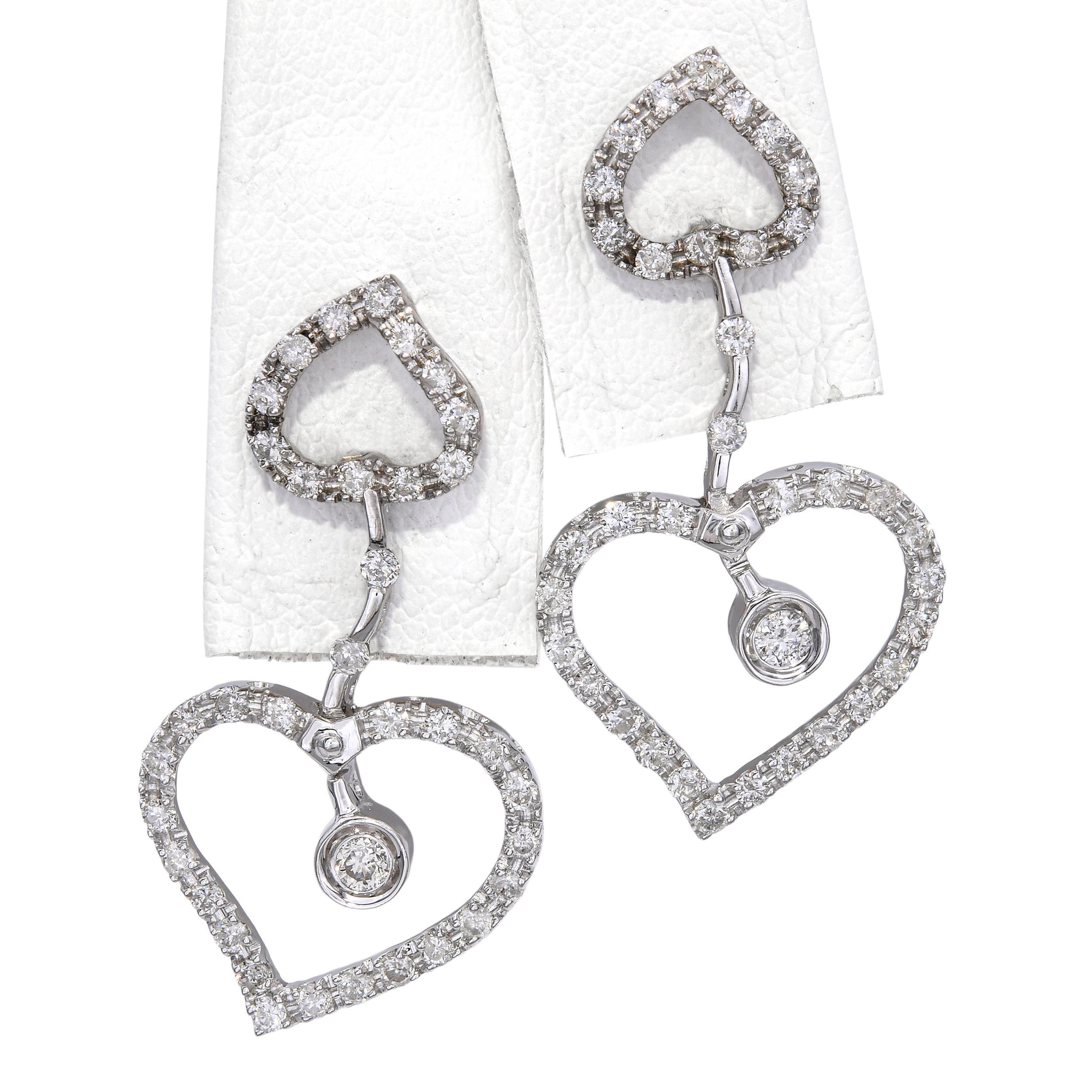 Donna Orecchini a cuore con diamante in oro bianco 17k 1,26tcw in vendita