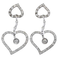 Orecchini a cuore con diamante in oro bianco 17k 1,26tcw