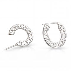 17k White Gold Diamond Star & Moon Celestial Hoop Earrings