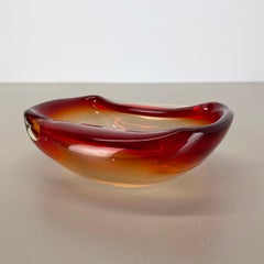1.7kg Murano Glass "RED-YELLOW"  Bowl Element Shell Ashtray Murano, Italy, 1970s