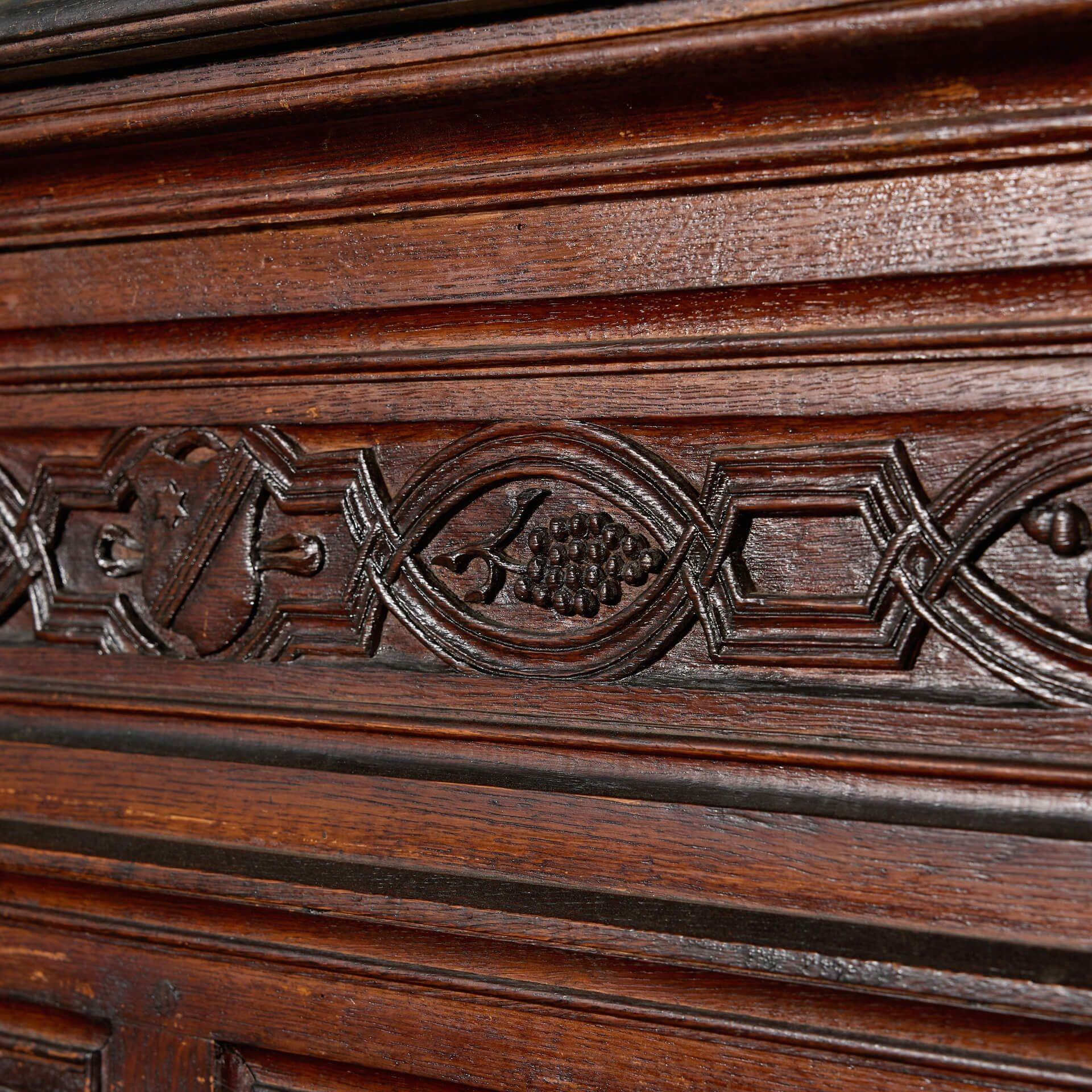 17m Run of Late 19th Century Carved Oak Panelling For Sale 1