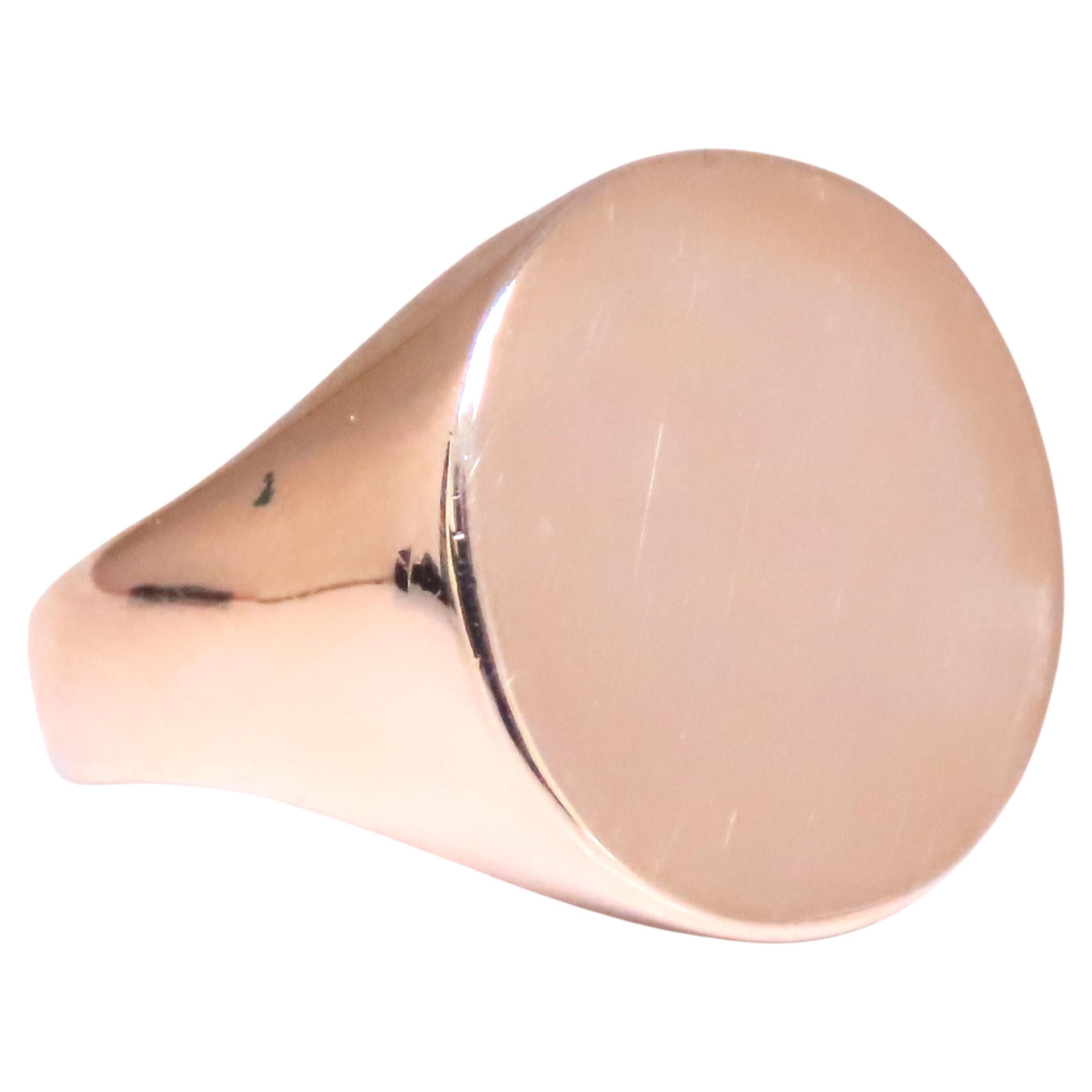 17mm Classic Solid Signet Mens Ring 14kt Gold 12545