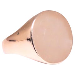 17mm Classic Solid Signet Mens Ring 14kt Gold 12545*