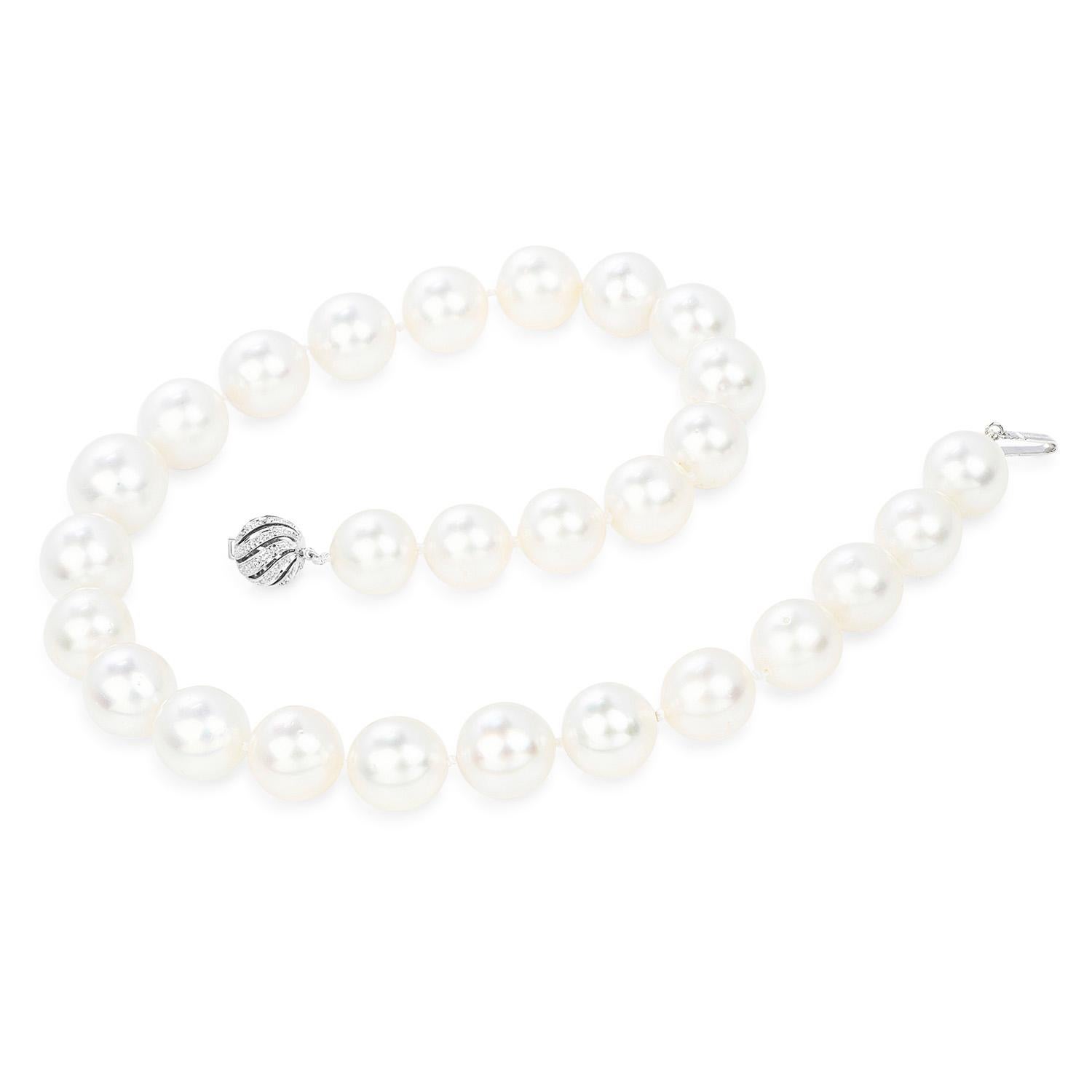 Bead Gratuated South Sea Pearl Choker Necklace Gold Diamond Clasp