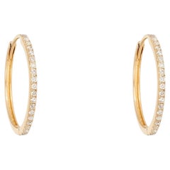 17mm Slim 14K (or 18k upon request) Yellow Gold Diamond Hoops Earrings