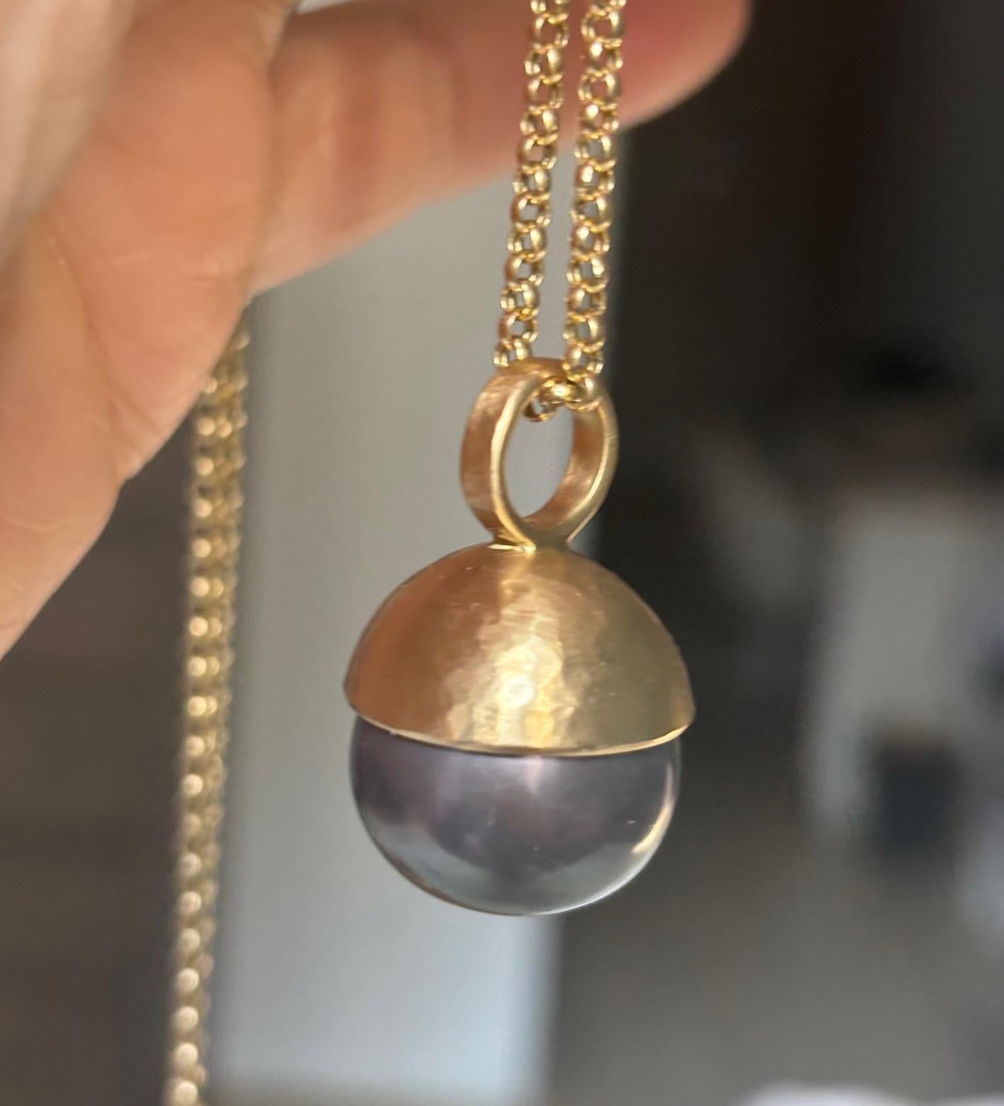 Ciondolo di perla tahitiana da 17 mm con CAP e cappa in oro 14 carati in vendita 5