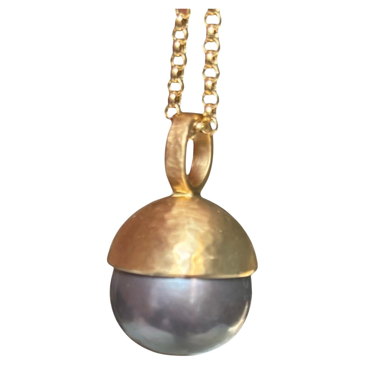 17mm TAHITIAN PEARL Pendant with HEAVY 14k Gold Cap & Bail