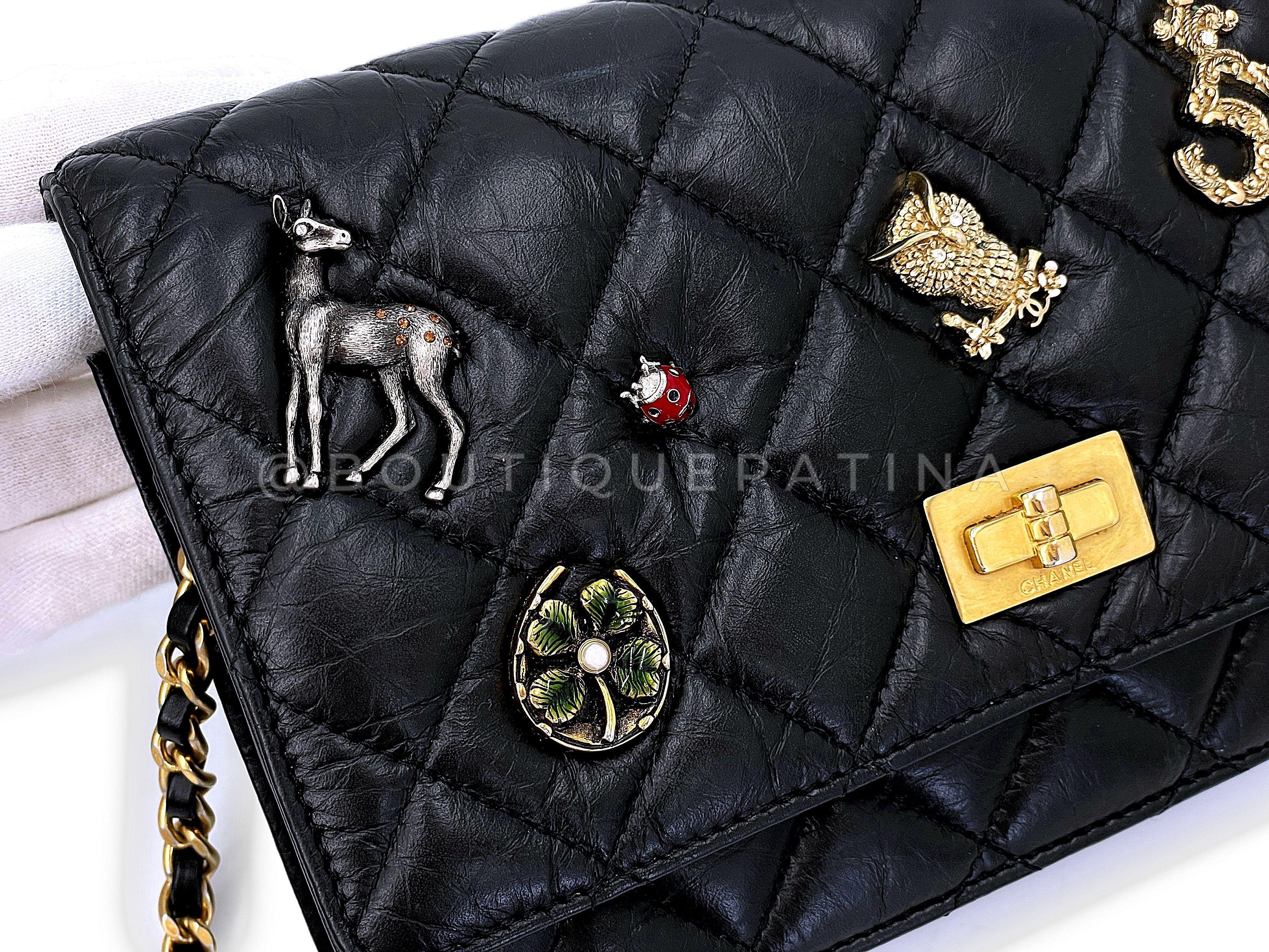 17P Chanel Black Lucky Charms Reissue WOC Wallet on Chain Bag 67604 For Sale 4