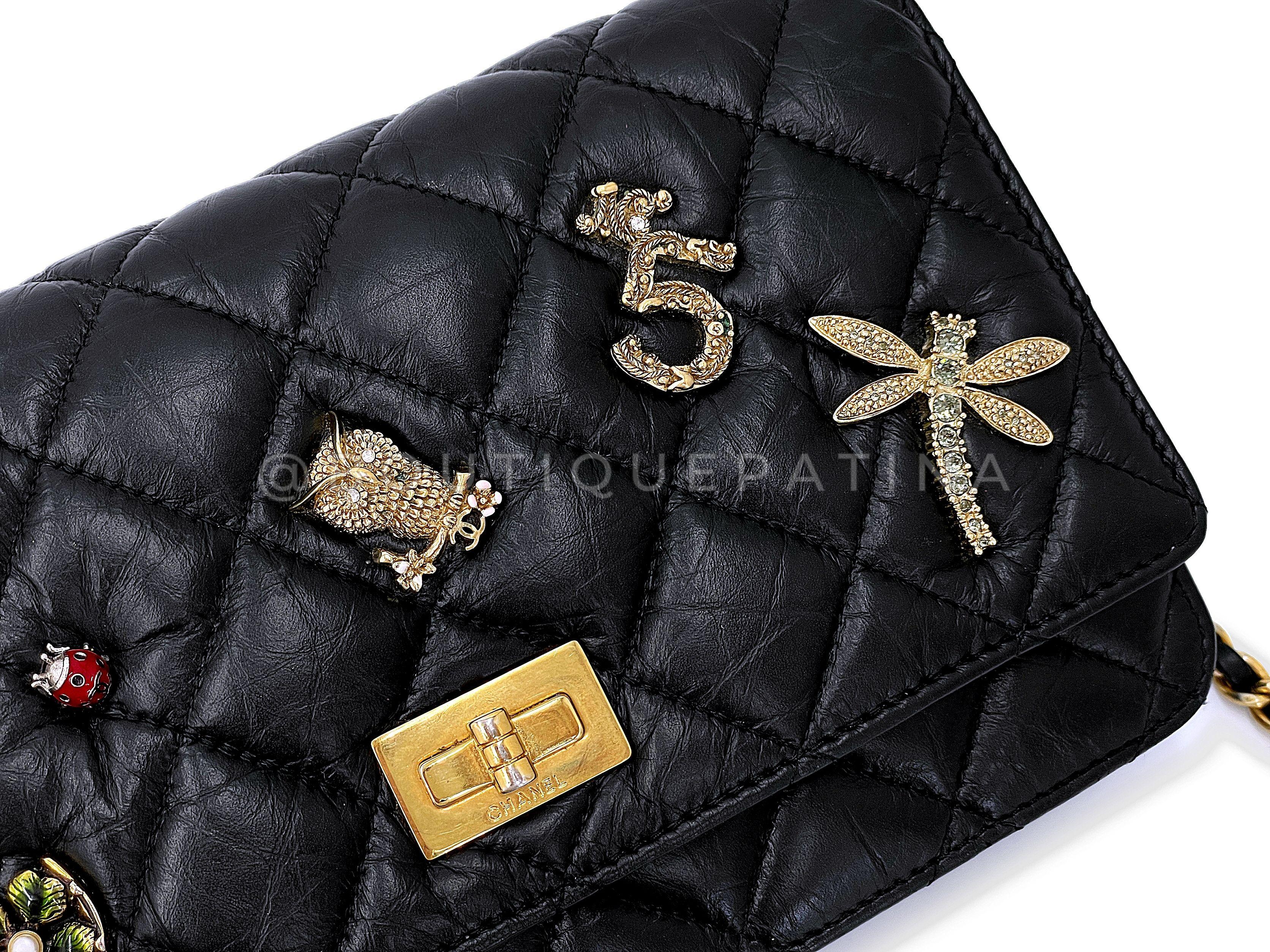17P Chanel Black Lucky Charms Reissue WOC Wallet on Chain Bag 67604 For Sale 5