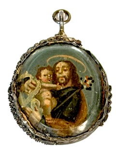 17th/18 th C. Spanish Silver Double-Sided Silver Devotional Reliquary Pendant