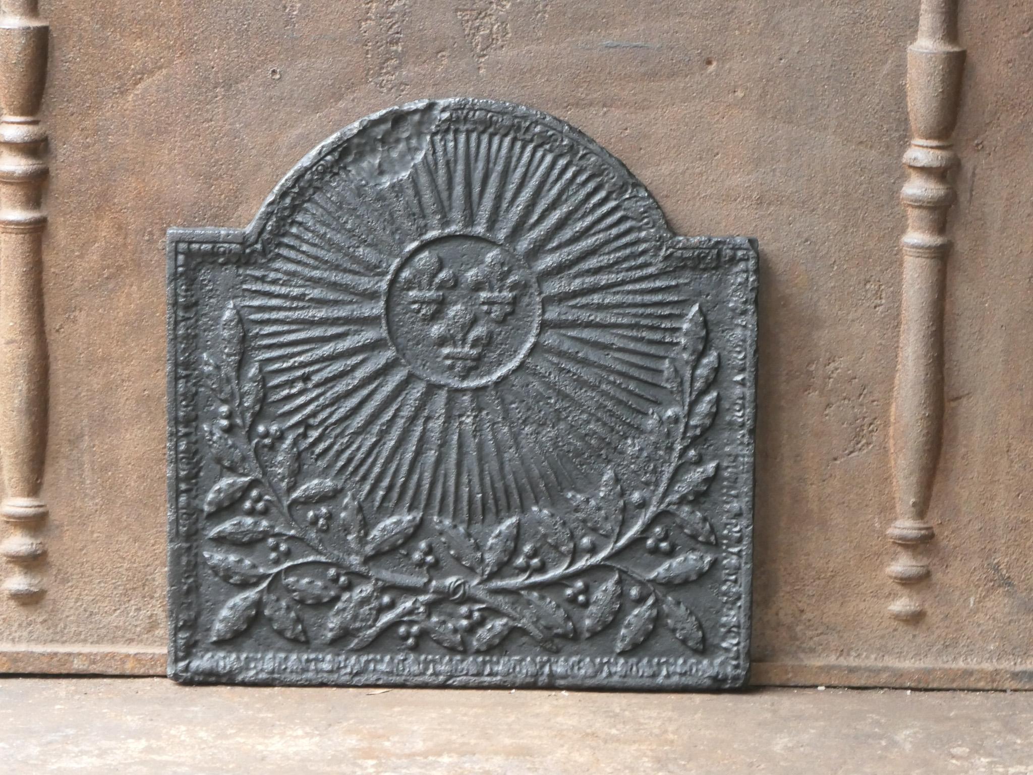 Cast 17th / 18th C. French Louis XIV 'Arms of France' Fireback / Backsplash For Sale