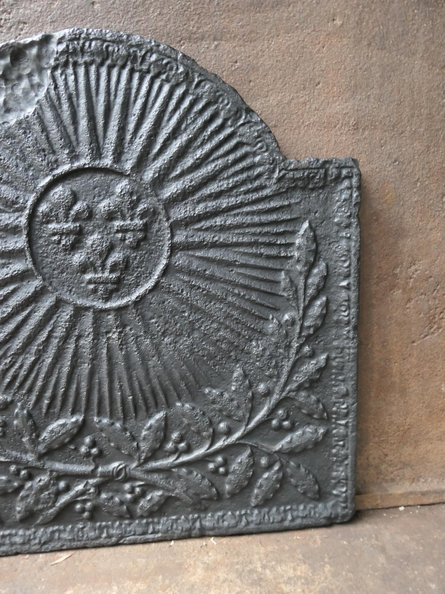 Iron 17th / 18th C. French Louis XIV 'Arms of France' Fireback / Backsplash For Sale