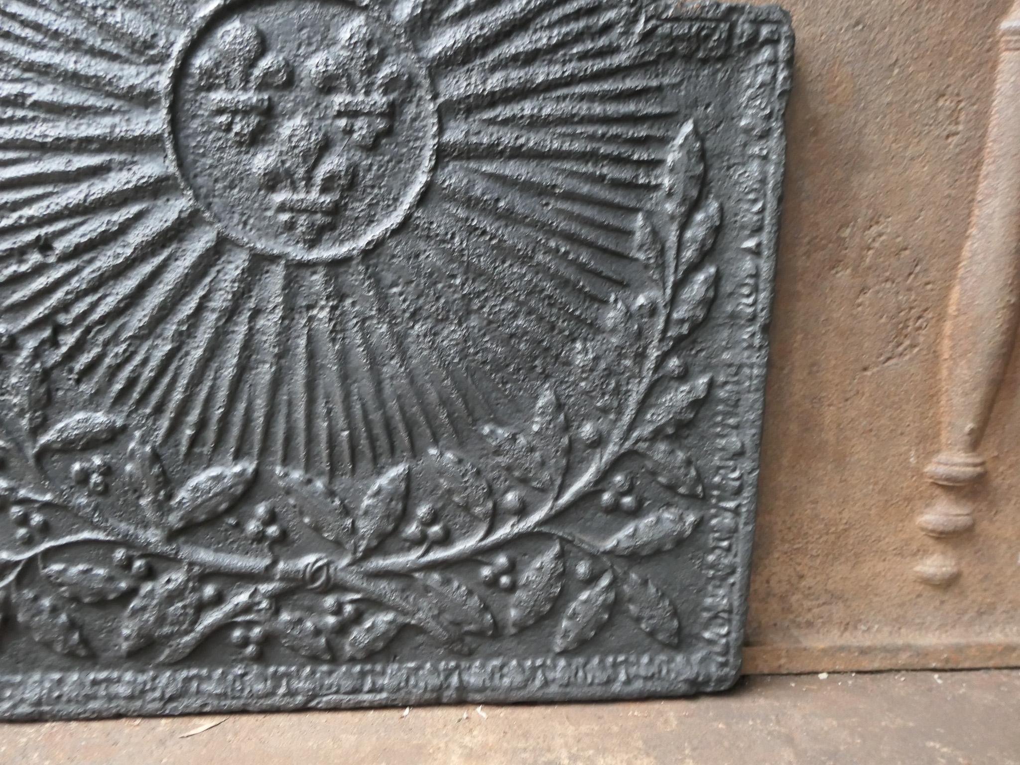 17th / 18th C. French Louis XIV 'Arms of France' Fireback / Backsplash For Sale 1