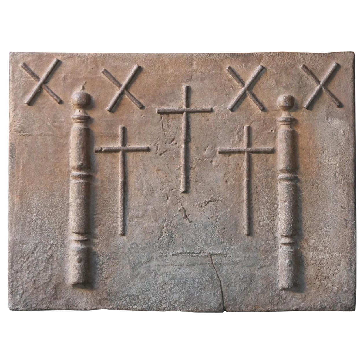 17th-18th C. French Louis XIV 'Saint Andrew's Cross' Fireback / Backsplash