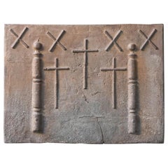 Revestimiento de chimenea/tablero "Cruz de San Andrés" francés de Luis XIV, s. XVII-XVIII