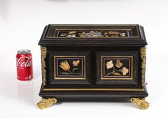17th/18th C. Italian Pietra Dura Ebony Casket with Ormolu Mounts, Ducal Workshop