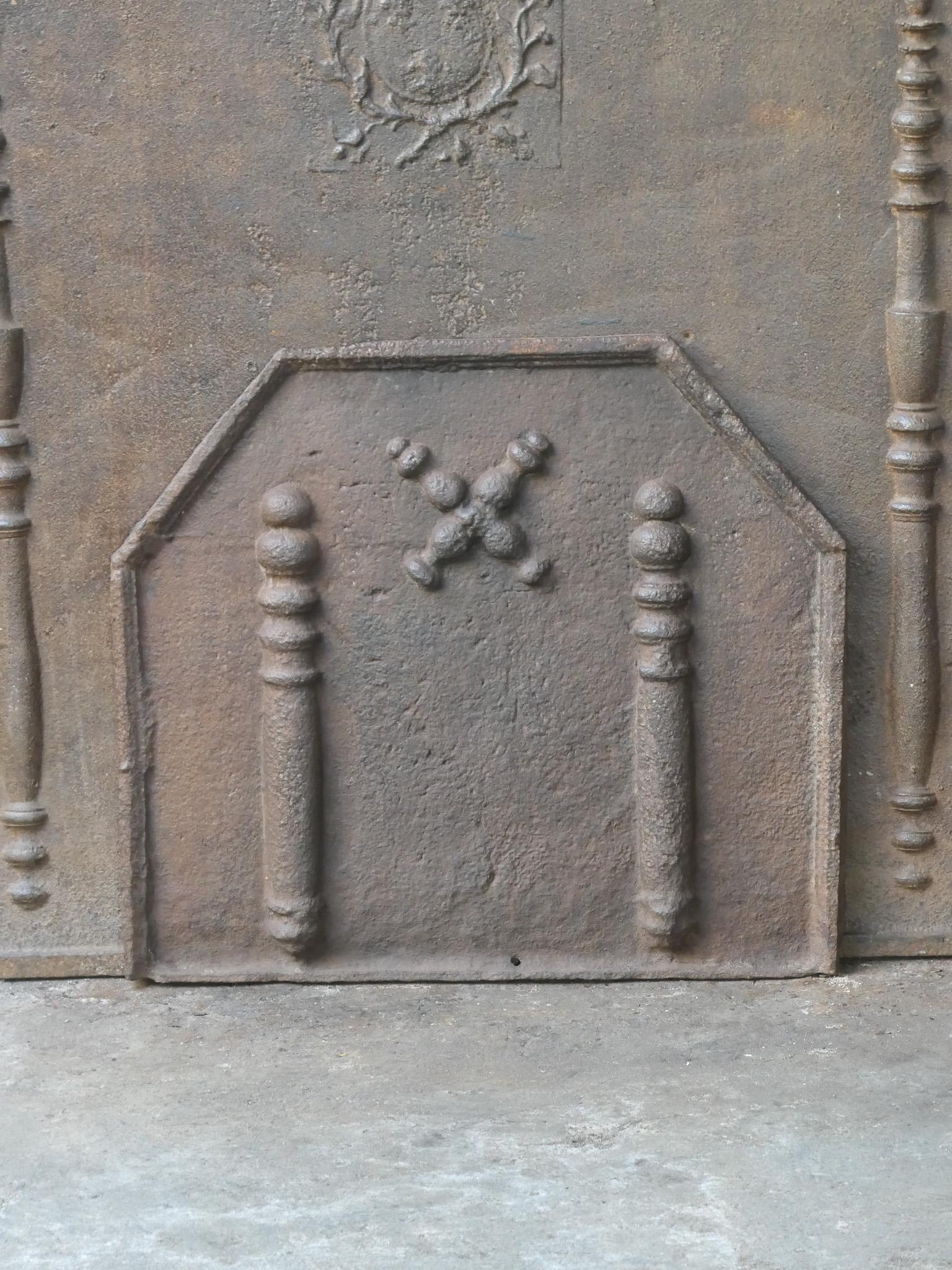 French 17th-18th C. Louis XIV 'Pillars with Saint Andrew's Cross' Fireback / Backsplash For Sale