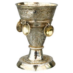 XVII-XVIII secolo Bicchiere sonaglio barocco Berger Hansabeger in argento massiccio / 43 gr