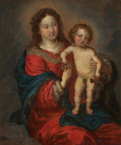 XVIIe - XVIIIe siècles Madone et Child d'après Peter Paul Rubens Huile sur cuivre