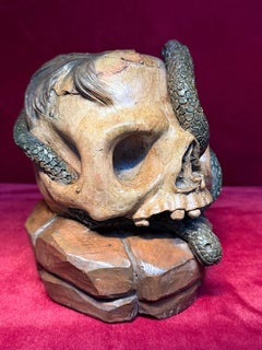 17th / 18th Century Antique Memento Mori Skull Terracotta Sculpture