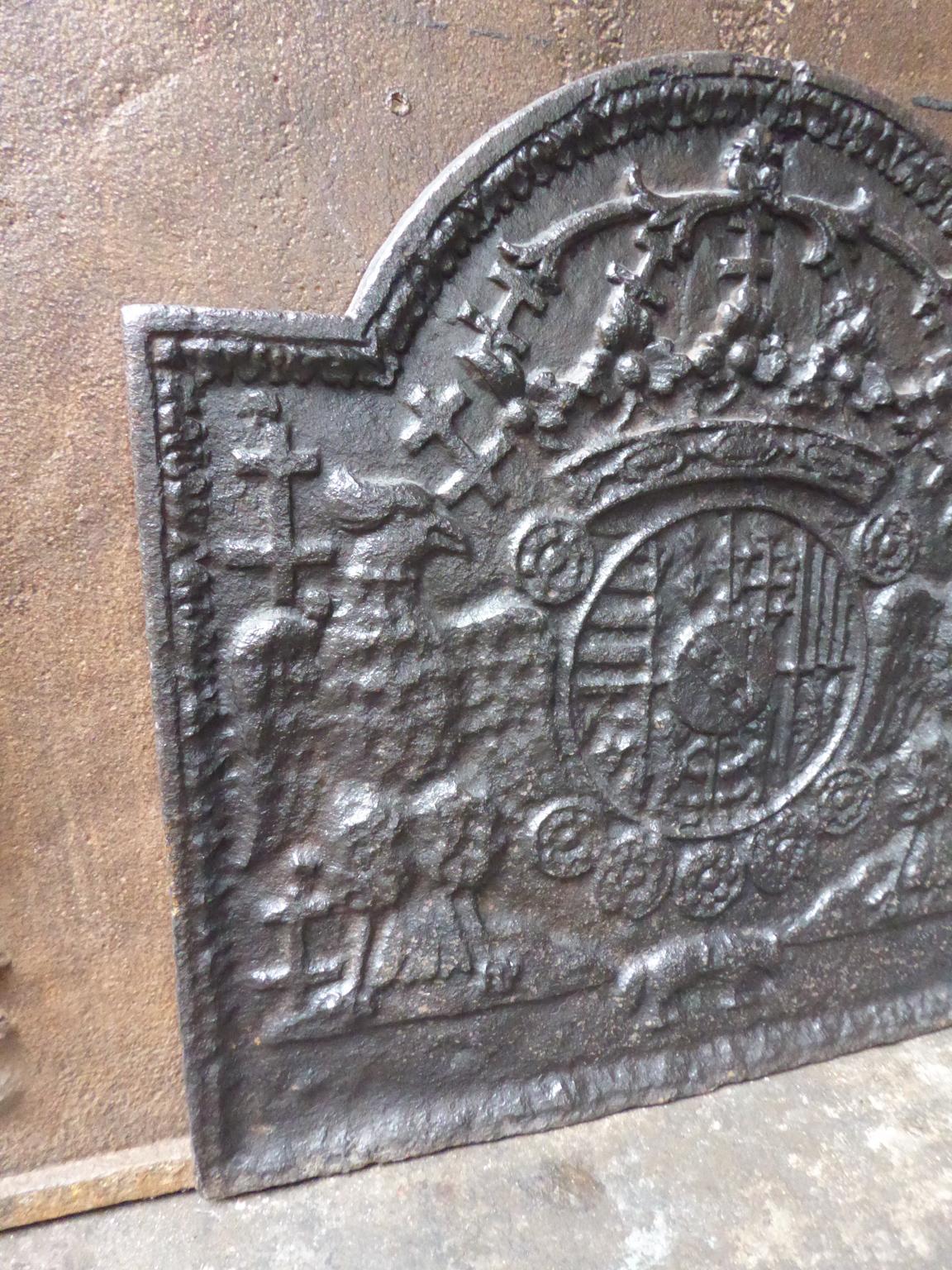 Iron 17th-18th Century 'Arms of Loraine' Fireback / Backsplash For Sale