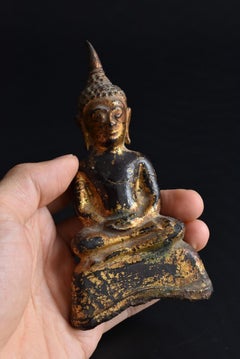 17th-18th Century Ayutthaya Period Gold Copper Buddha / Thai Buddha Statue