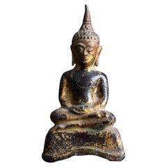 17th-18th Century Ayutthaya Period Gold Copper Buddha / Thai Buddha Statue