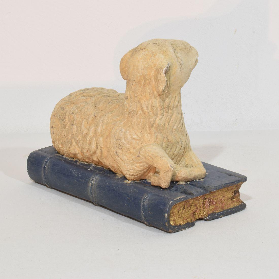 Bois Lamb of God, agneau religieux français baroque du 17e-18e siècle en vente