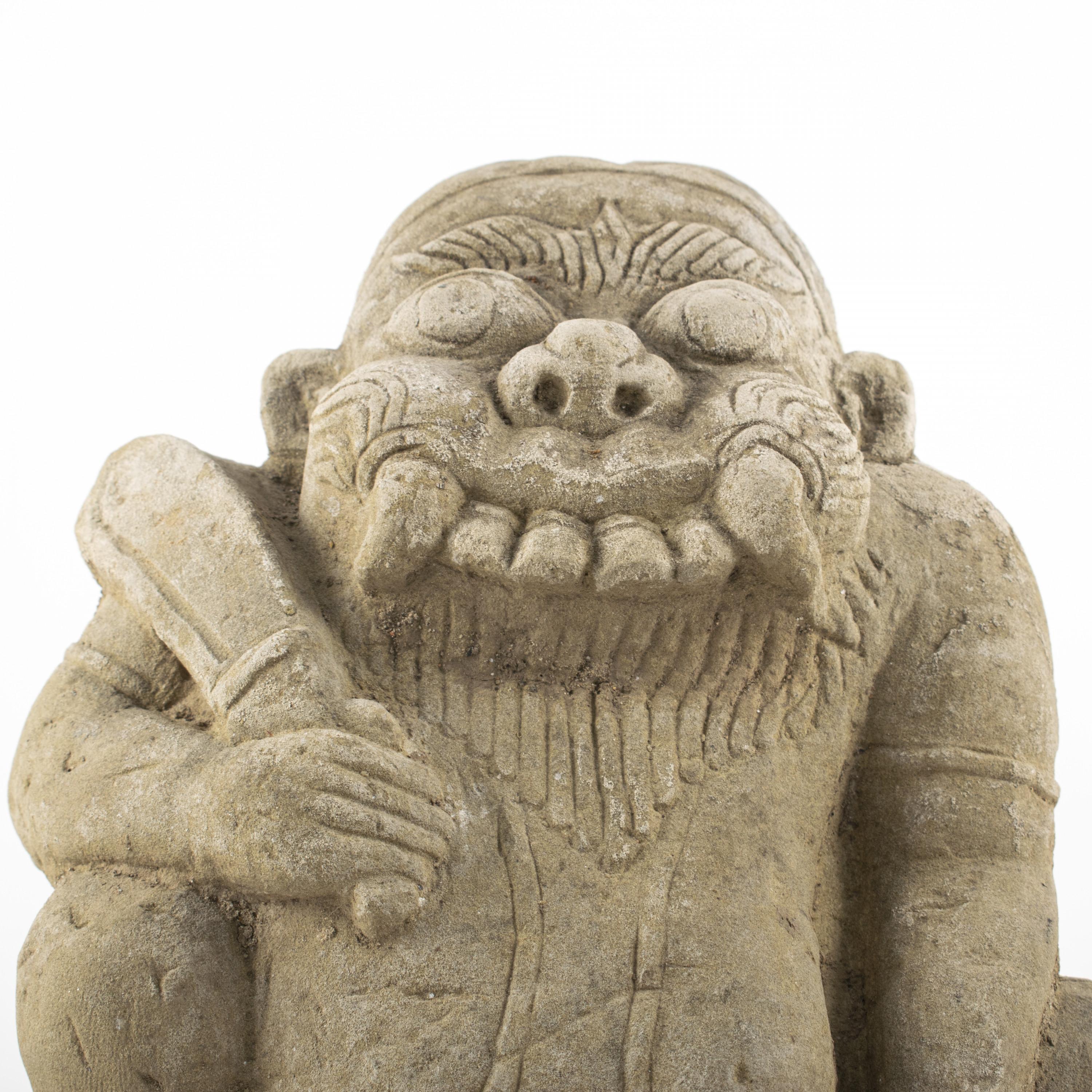 17th-18th Century Carved Sandstone Temple Sculpture of Demon from Burma In Good Condition In Kastrup, DK