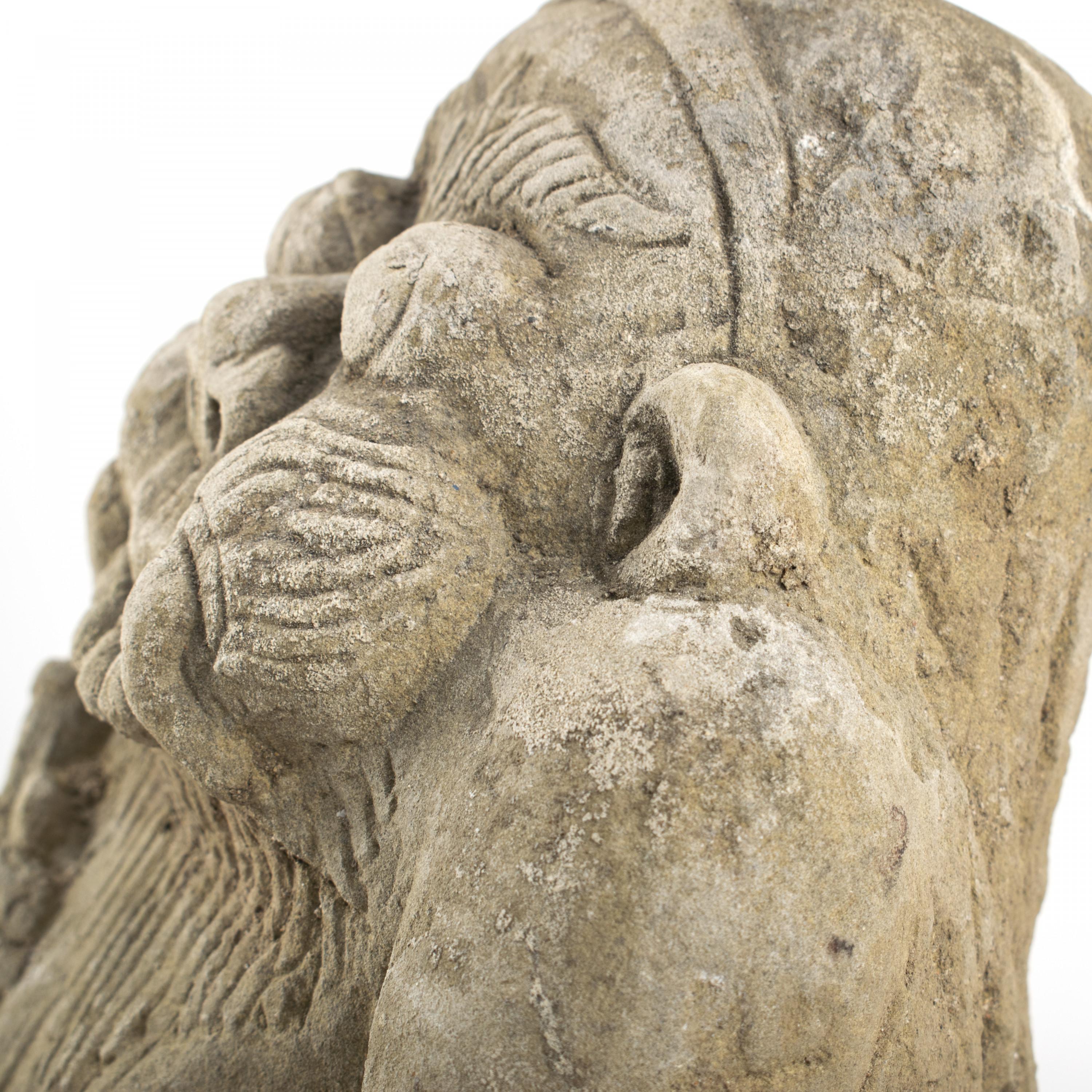 18th Century and Earlier 17th-18th Century Carved Sandstone Temple Sculpture of Demon from Burma