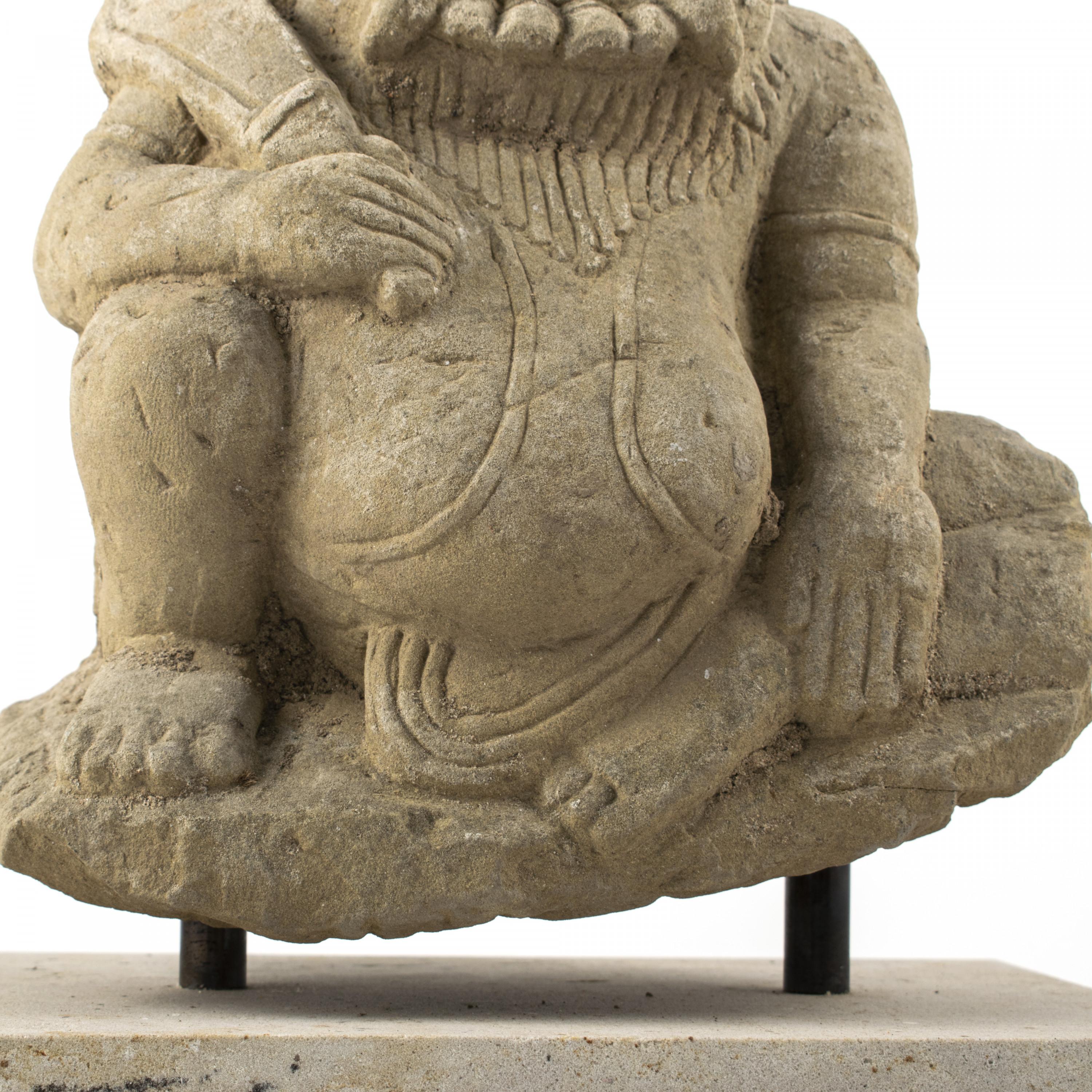 17th-18th Century Carved Sandstone Temple Sculpture of Demon from Burma 1